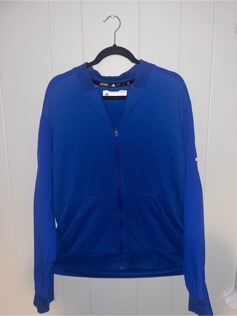Adidas Mens Large Blue Full Zip Training Jacket Athletic Performance ClimaCool